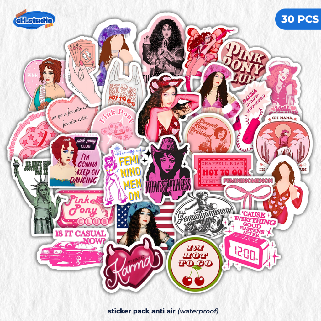 

Stiker Pack 30 Chappell Roan Pink Pony Club Vinyl Tahan Air Waterproof untuk Sticker Laptop - Casing - Buku Diary Stiker untuk anak-anak