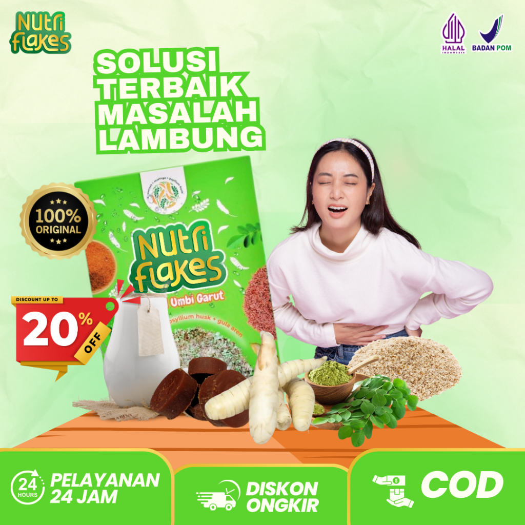 

Nutriflakes Sereal Umbi Garut Asam Lambung-Ampuh Mengatasi Asam Lambung Gerd, Maag 1 BOX Original A