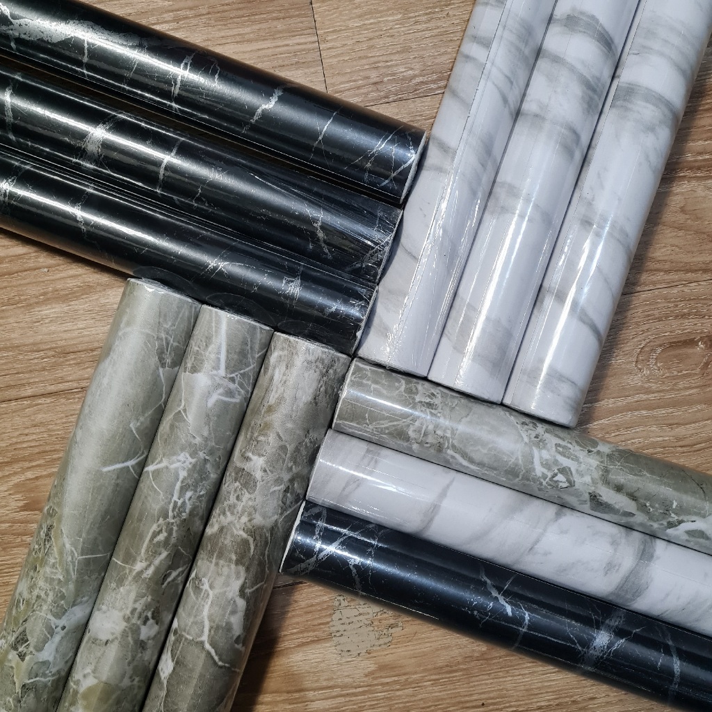 Wallpaper Dinding 1 Roll Ukuran 8-10 Meter Wall Stiker Motif Marmer Granit Tekstur Premium Lem Kuat