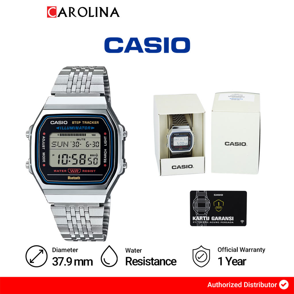 Jam Tangan Unisex Casio Vintage ABL-100WE-1A Smartphone Link Digital Dial Stainless Steel Band