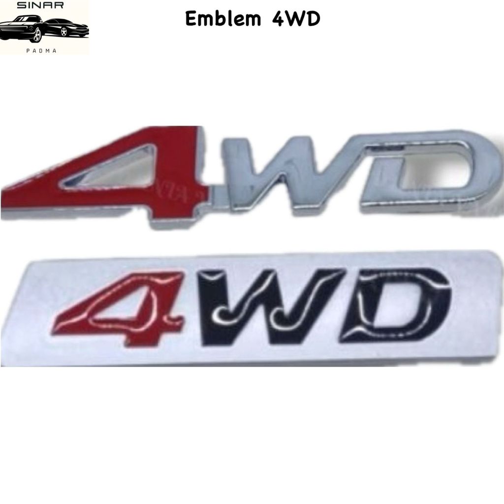 EMBLEM LOGO 4 WHEEL DRIVE 4WD LOGAM CNC TULISAN 4WD LAMBANG 4 WD