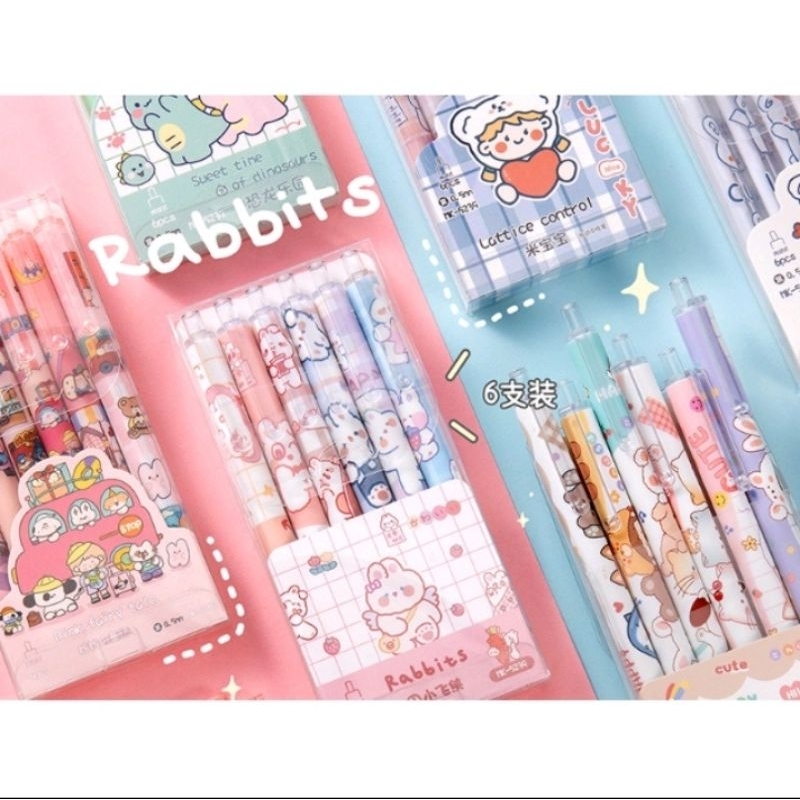 

1 set 6 Pcs Pulpen Gel Lucu