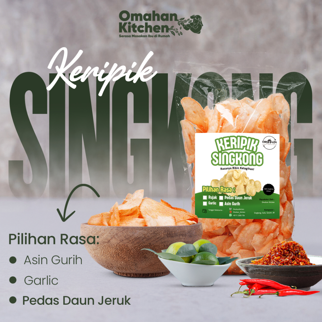 

Keripik Singkong Pedas Daun Jeruk Omahan Kitchen