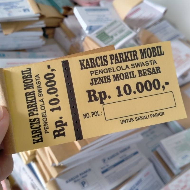 

KARCIS KUPON VOUCHER PARKIR MOTOR MOBIL BUS TRUCK BOX