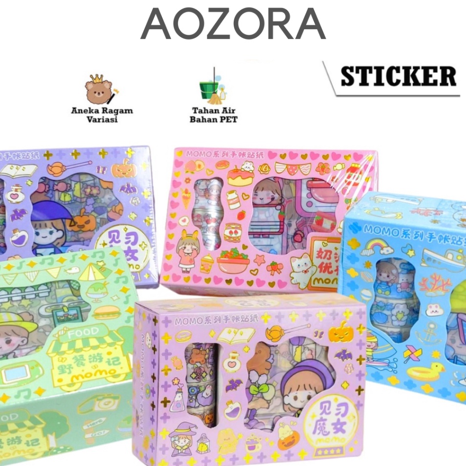 

RESTOK GAN Aozora Stiker Roll Set 2D Stiker Buku Stiker Botol Roll SET 1 Box 4 Roll 4 Lembar
