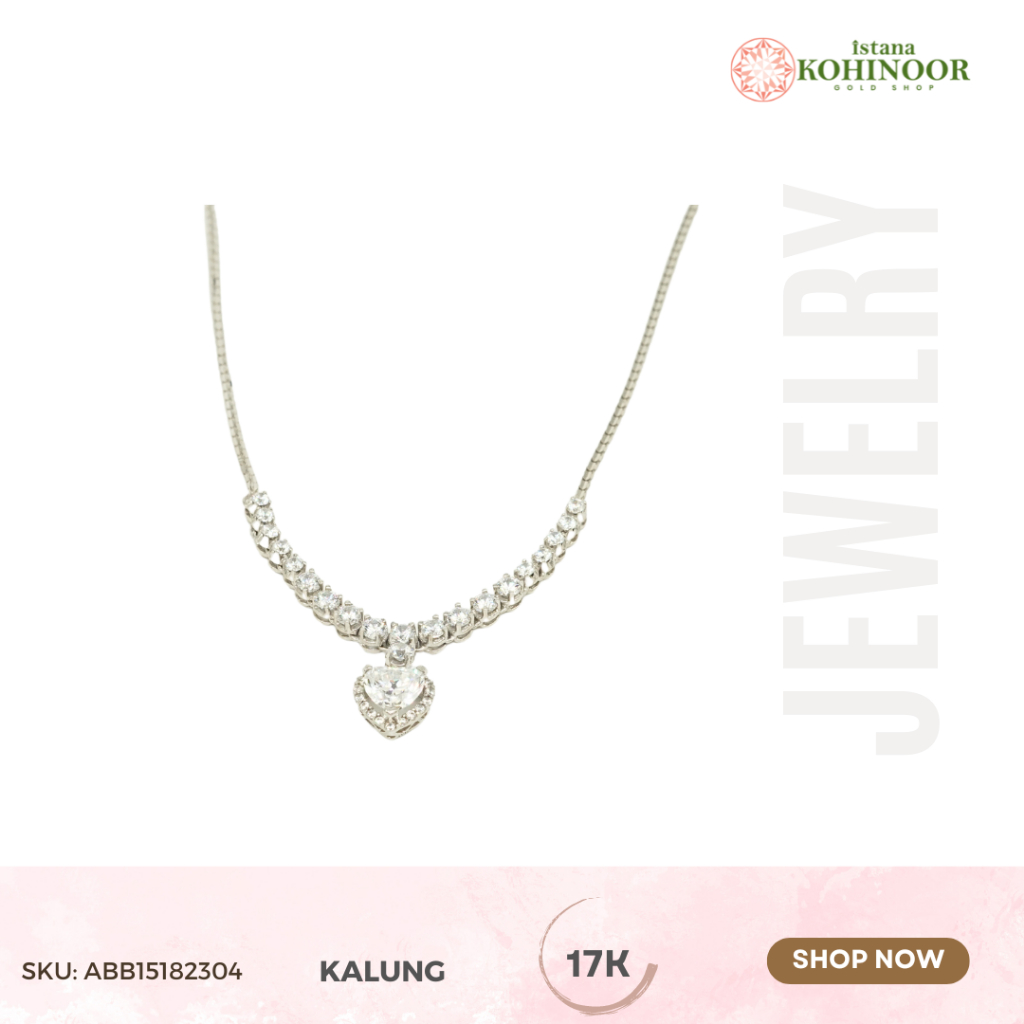 KOHINOOR KALUNG EMAS PUTIH WHITE GOLD VARIASI 17K