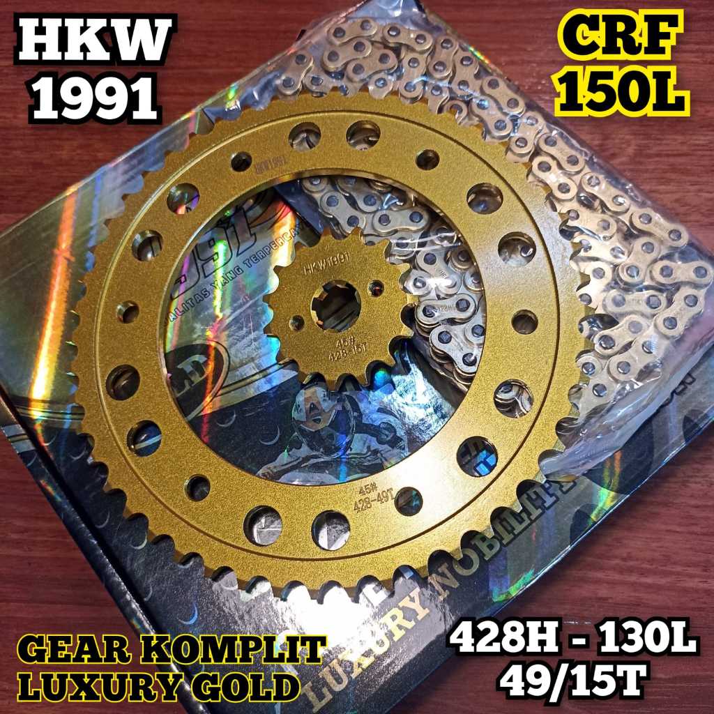 GEAR KOMPLIT CRF 150L LUXURY GOLD 428H 15/49T 130L HKW 1991
