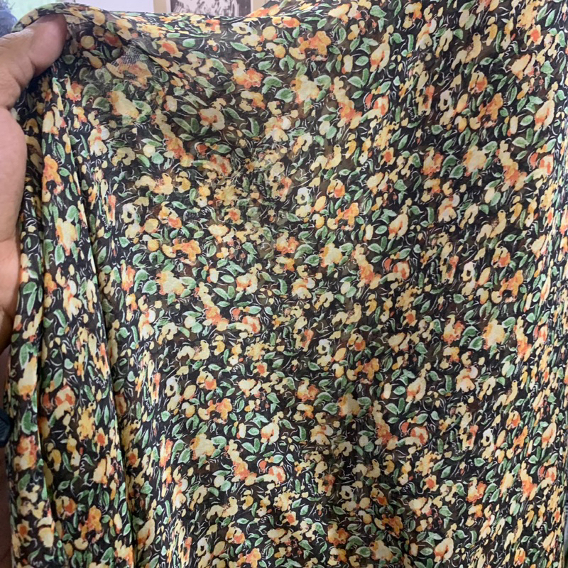 kain sifon motif bunga - sifon - chiffon korea - sifon premium - kain dress sifon - kain motif