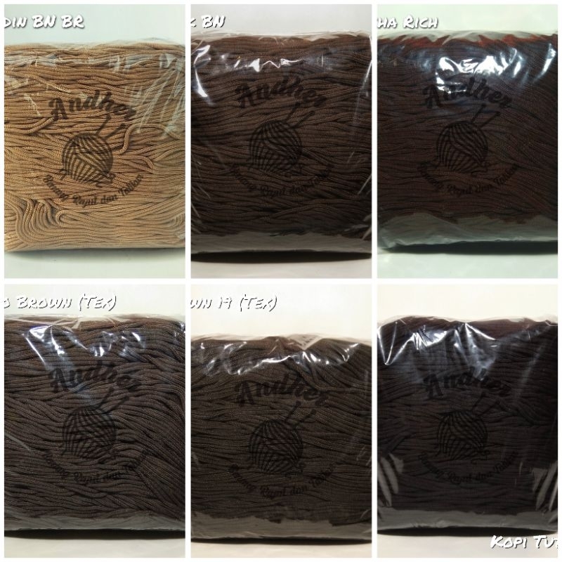 RK Tali kur warna talikur 3mm COKLAT KOPI bahan Polyester 250 gram, 500 gram, 1000 gram/1 kg