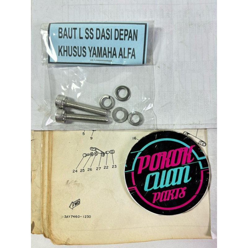 Baut L stainless dasi panel depan Yamaha ALFA