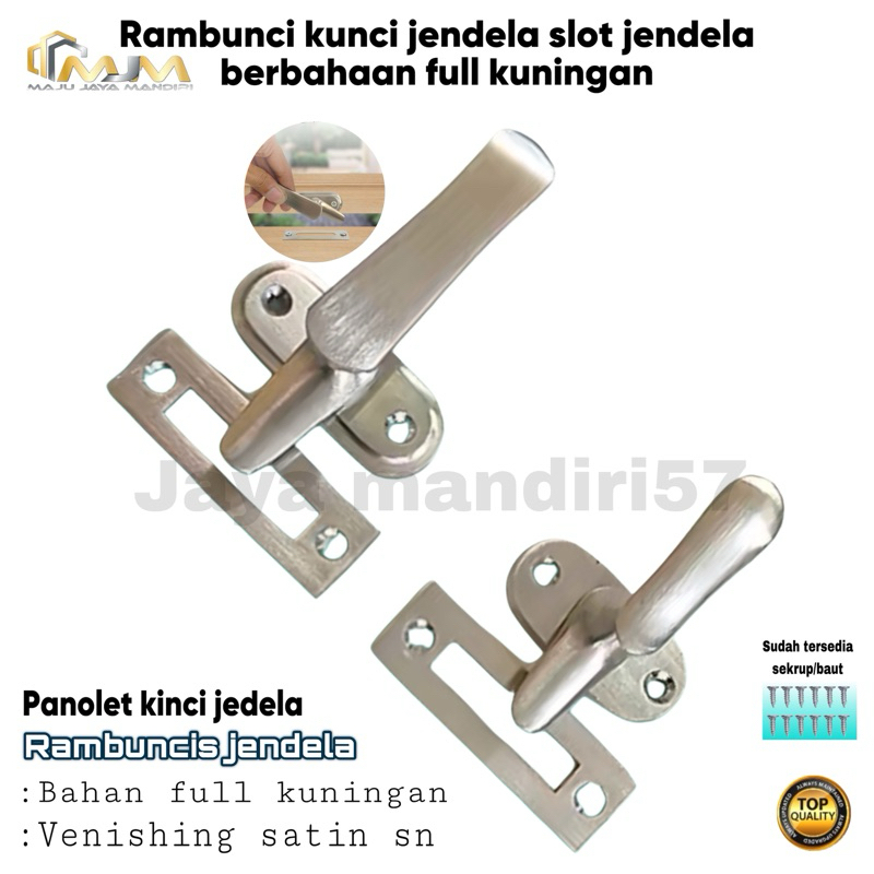 Grendel Jendela / Grendel Pintu / Rambuncis Grendel Slot Kunci Jendela Kuningan Satin