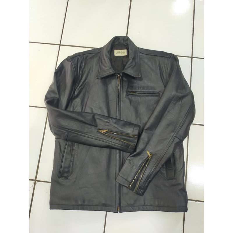 jaket kulit asli domba kerah daun/kerah kemeja