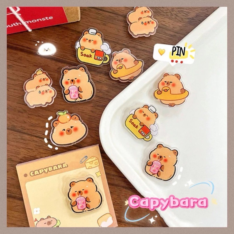 FANSTORE_PKU / Pin Bros / Lucu / Capybara Bahan Aklirik DIY Motif Cartoon Baju Tas Jilbab PEKANBARU