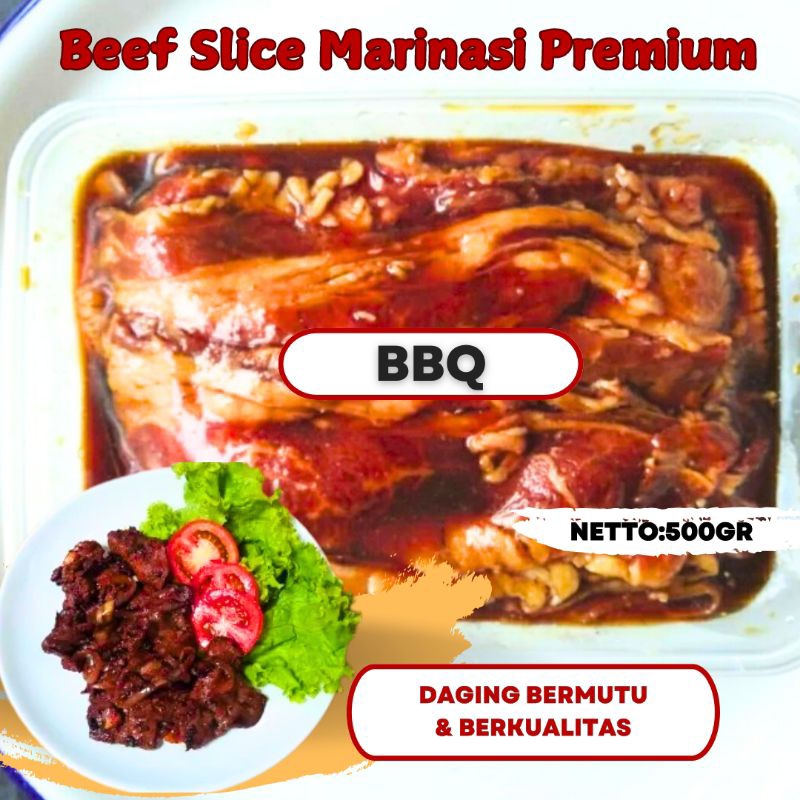 

Beef Slice 500gr Marinasi Irisan Daging Sapi dengan Saus Marinasi siap Masak