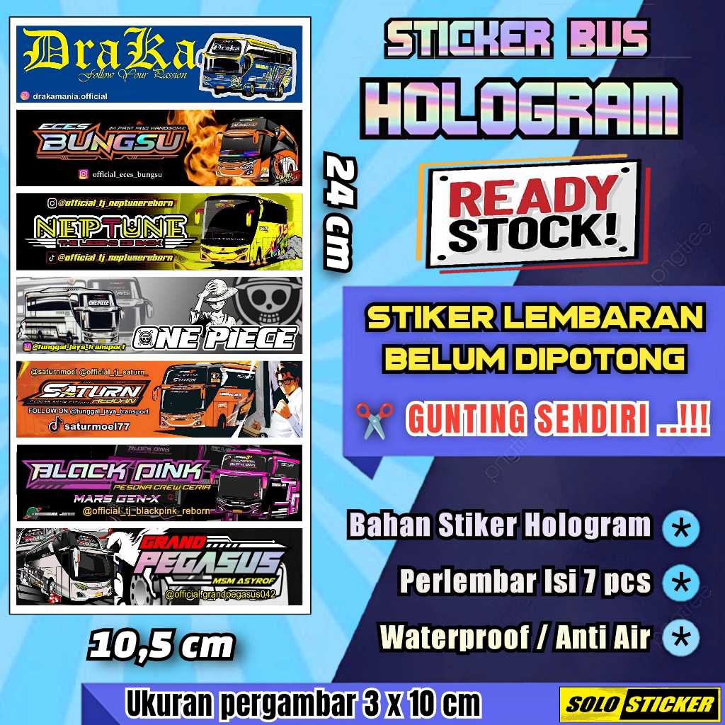 

Stiker Bus Hologram Lembaran Isi 7pc Sticker Bis Draka Bungsu Neptune One Piece Saturn Blackpink