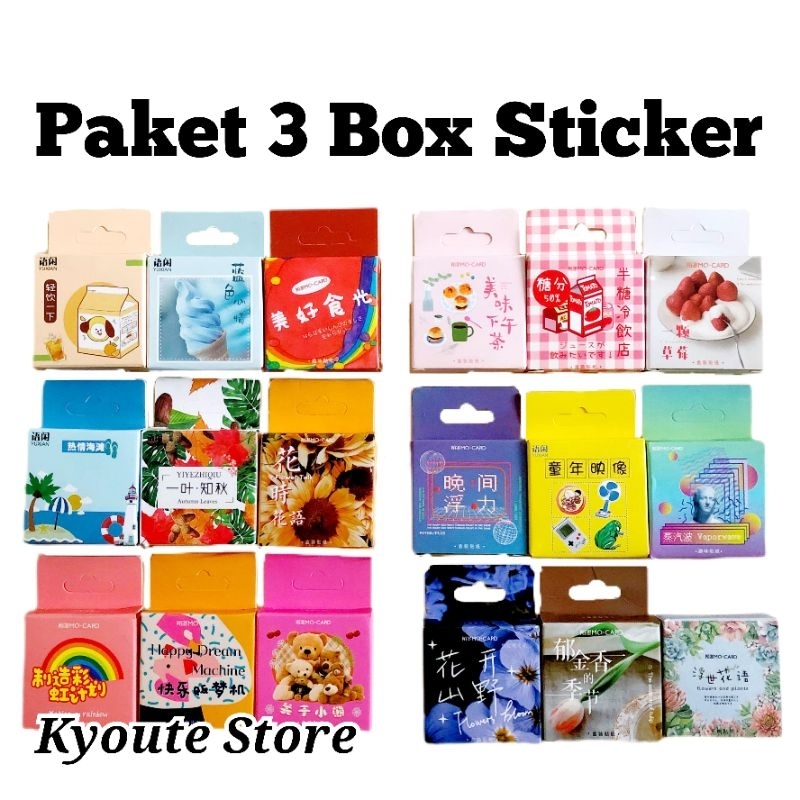 

Paket 3 Box Sticker Tema Makanan Minuman Vintage Retro Bunga Beruang Kue Lucu