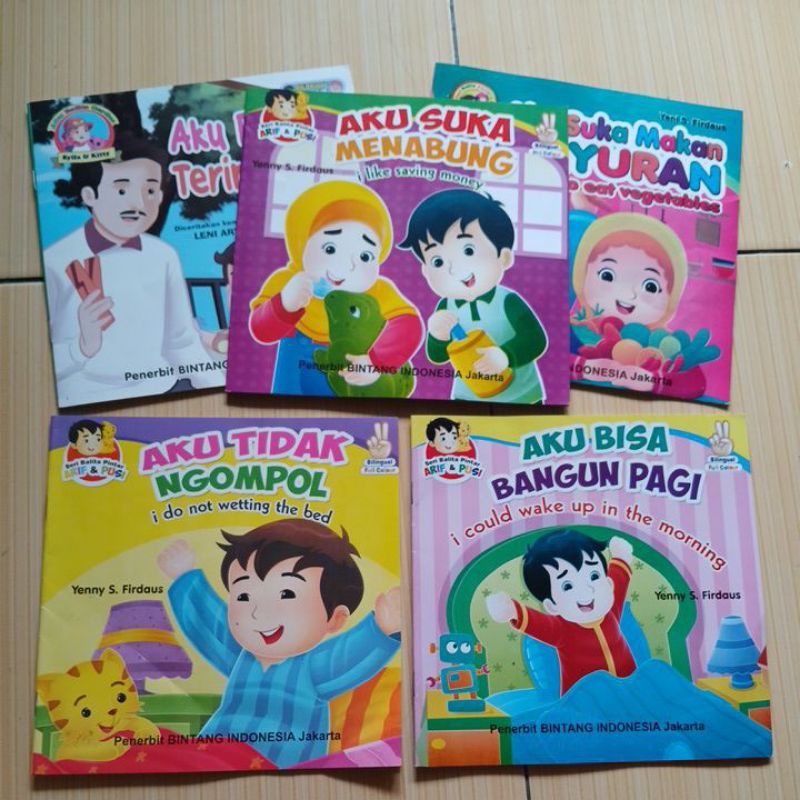 Paket 5 pcs buku (dapat 5 buku) seri balita pintar arif dan pusi