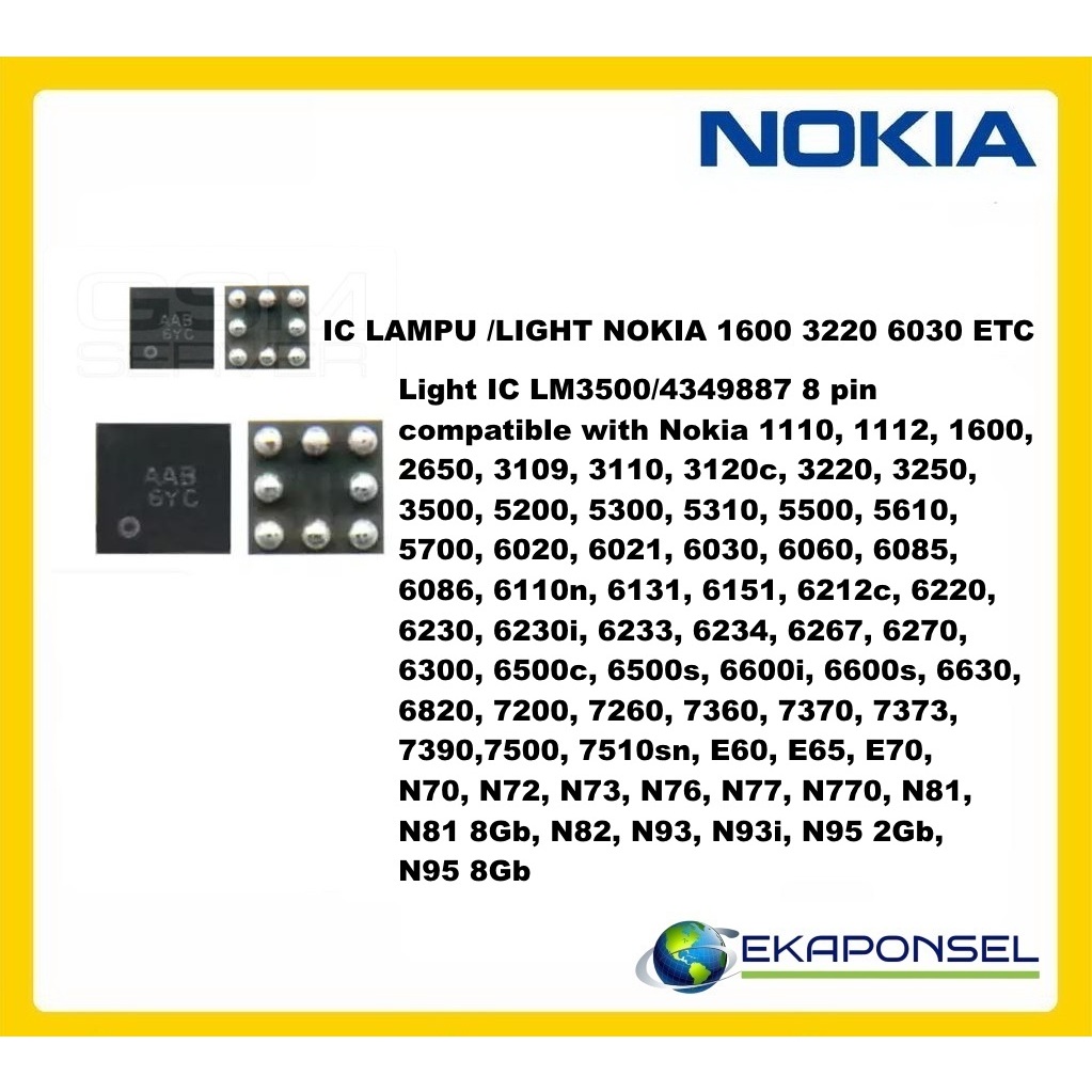 IC LAMPU /LIGHT NOKIA 1600 3220 6030 ETC