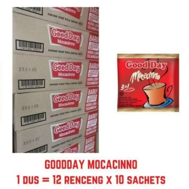 

Good Day Mocacinno Kopi Instan 3 in 1 ( 1 Dus isi 120 Sachet @20g )