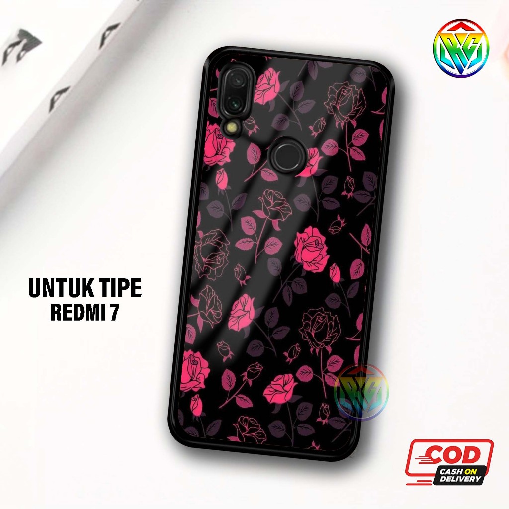 Real Case Xiomi Redmi 7 Terbaru Case kilau - New Case Glossy casing Hp Xiomi Redmi 7 [Motif BUNGA] -