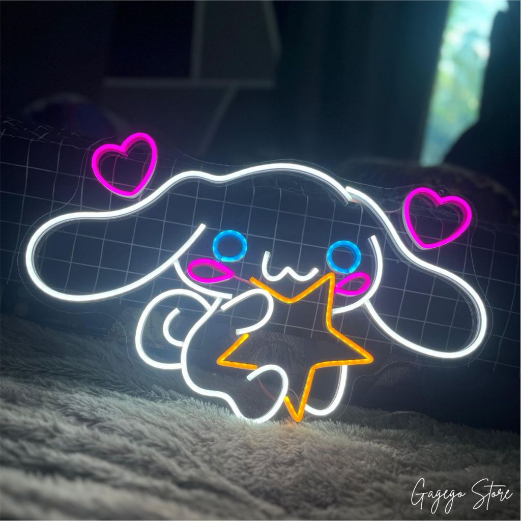 Promo COD Lampu Neon Gambar Cinamoroll Jumbo Hiasan Dinding Lucu Lampu Tidur Kamar Pintar Dekorasi K