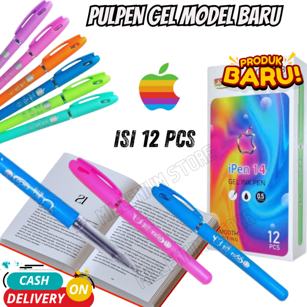 

(12 pcs) Bolpen Ipen Gel Ink 0.38mm /Balpoint Pulpen / Gel Pen Pulpen IPEN 0,5mm - Pulpen Gel Hitam IPEN - Pulpen Gel Apel Ipen / Duta Gemilang