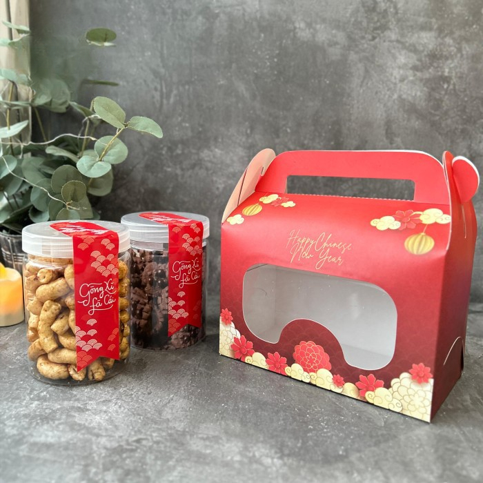 

(10pcs) jasper gable box gable box jendela chinese new year box kemasan makanan