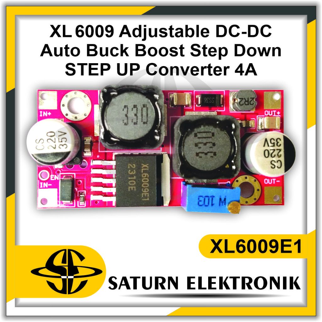 XL6009 Auto Buck Boost Adjustable DC Step Up Down Converter 1.25V-35V (Merah)