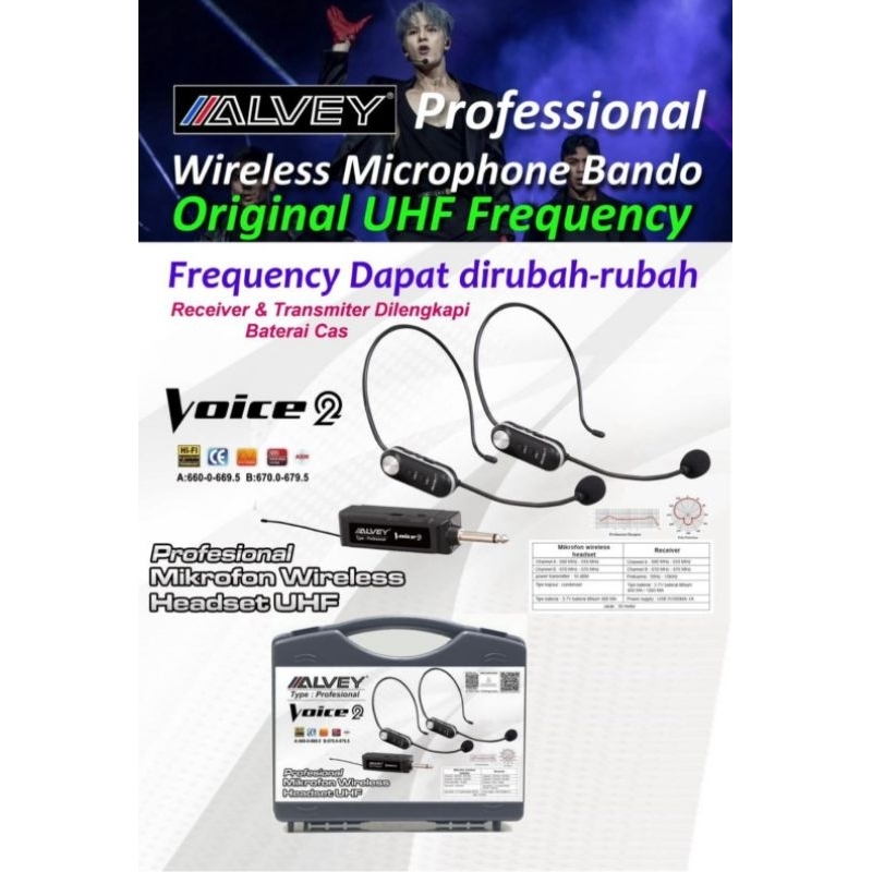 Mic wireless ALVEY VOICE- 2 BANDO wireless isi 2 microphone bando
