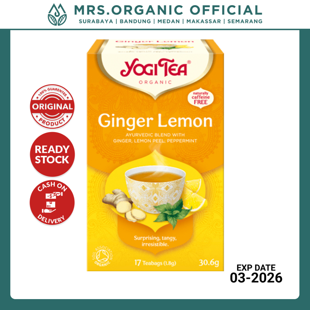 

Teh Herbal Kesehatan Imun Organik YOGI TEA Organic Ginger Lemon Tea 34gr - Bebas Kafein