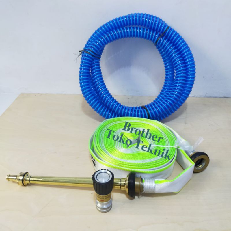 1,5 Inch Paket Jet Nozzle Sprayer Pemadam, Selang Pemadam, Selang Hisap, dan Adaptor Penyambung Sela