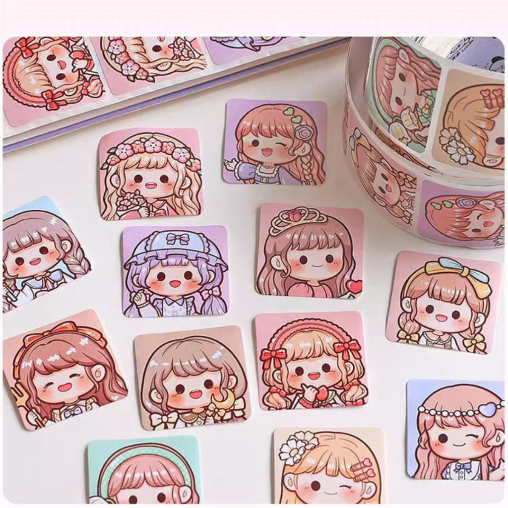 

300 Stiker Roll Label Cantik Buat Tempel di Paket Scrapbook Sticker DIY Dodogirl TLD138