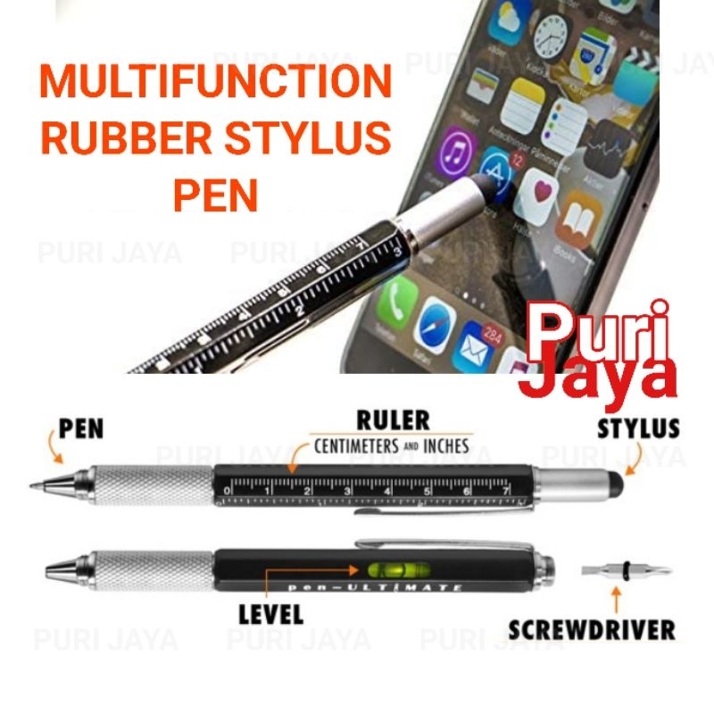 

Multifunction Pen with Calipers / Universal Touch Screen Stylus + Screwdriver for Phone Tablet + Waterpass Spirit Level Pena Multifungsi Pulpen Multi Fungsi dengan Karet Stylus untuk Layar Sentuh HP dan Obeng Baut Mur Kaca Mata Jangka Sorong Taffware