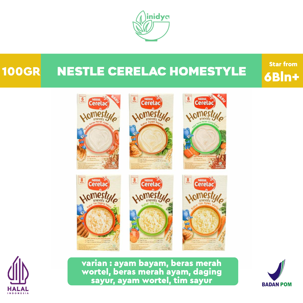 NESTLE Cerelac Homestyle Meals 100g | Bubur Mpasi Bayi usia 6 bulan + dan 8 bulan +