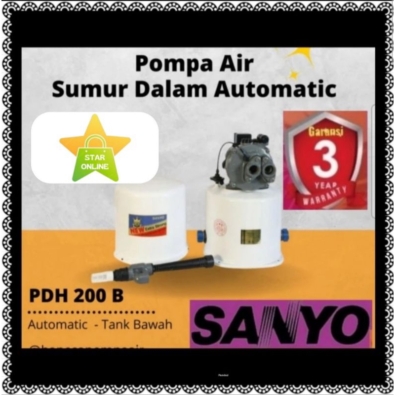 Garansi mesin pompa air Sanyo PDH 200 B automatic jet pump otomatis 200 watt sumur dalam 30 meter