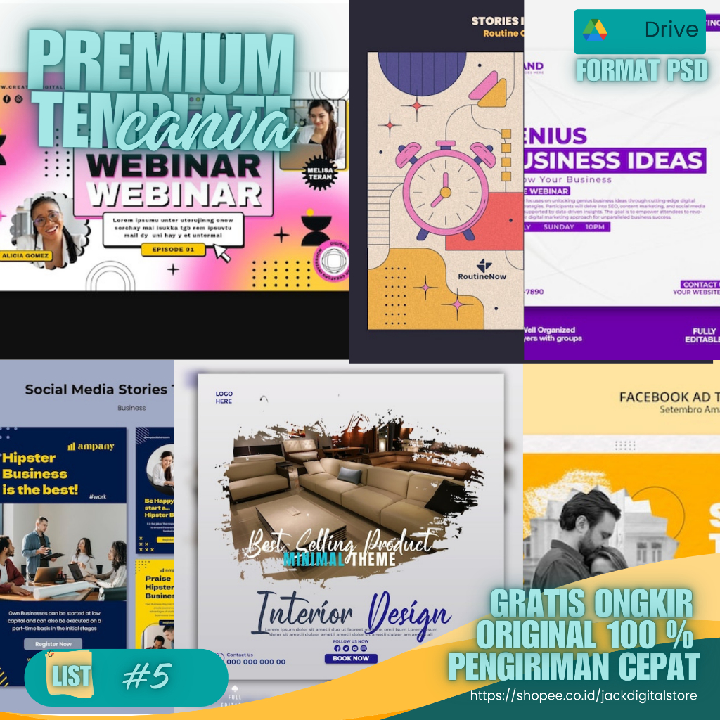 Premium Canva Template - LIST #5 - MockUp - Images - Banner - Sosial Media