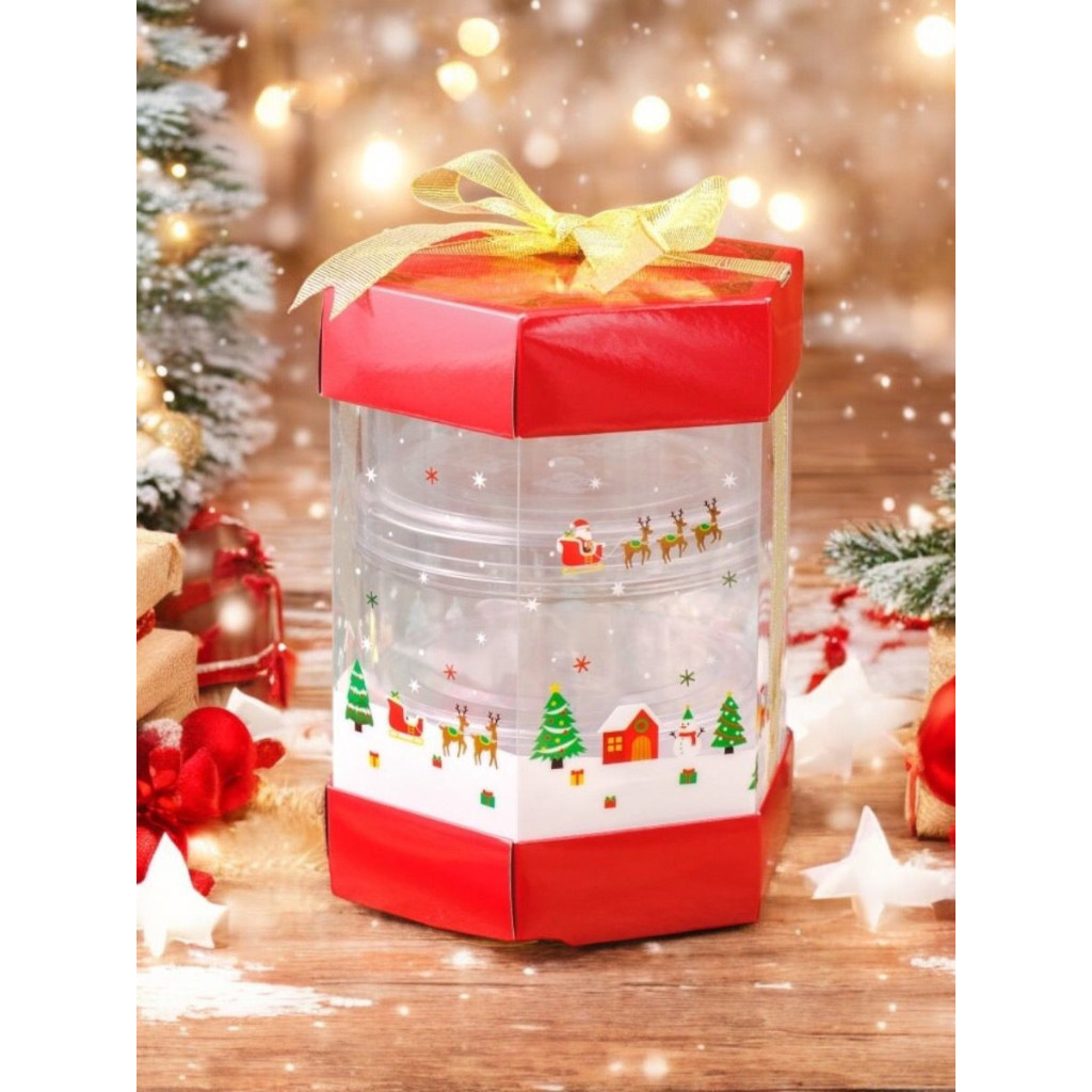 

5 Pcs Dus Toples Box Packaging Hampers Natal Diameter 14,3 cm Kotak Kado Natal