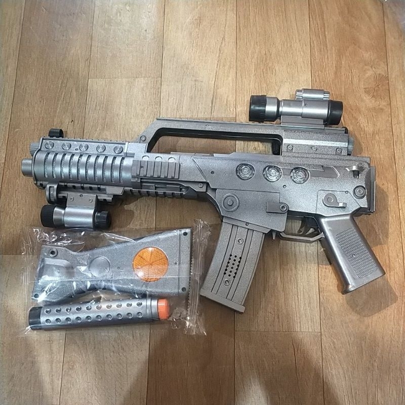 pistol mainan anak silver suara dan menyala