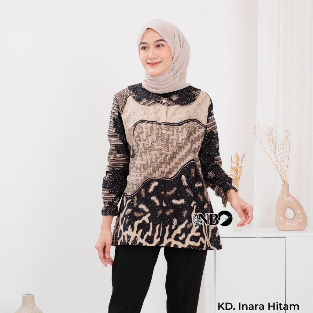 Diskont Kittacloath Atasan Baju Batik Wanita Leher Kerah Kerja Kantor Modern Katun Blouse Jumbo