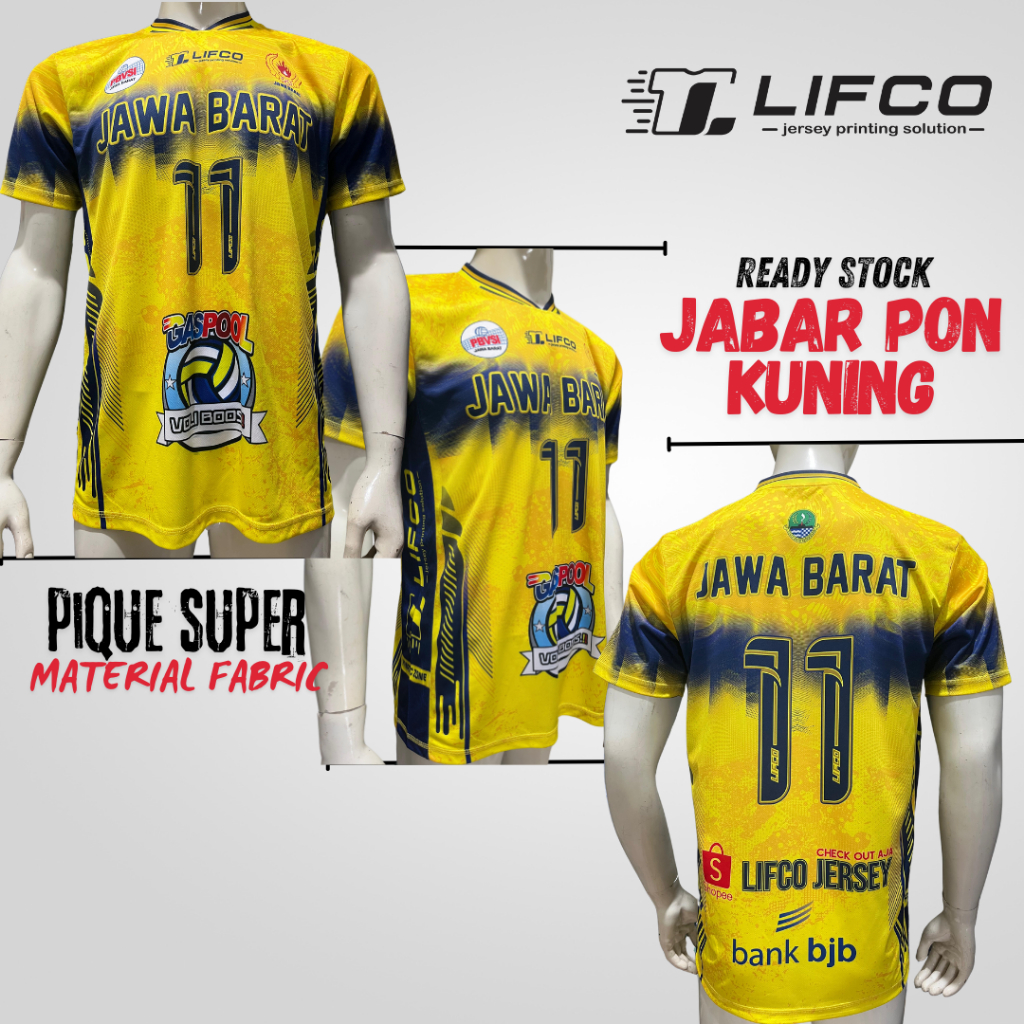 LIFCO JERSEY ORIGINAL PON JABAR KUNING SERIES (TIDAK BISA CUSTOM NAMA)