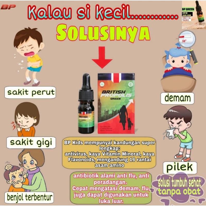 BRITISH PROPOLIS PROPOLIS ALAMI KUALITAS BRITISH ENGLISH BP GREEN BP KIDS BP DEWASA ANTI DIABETES AS