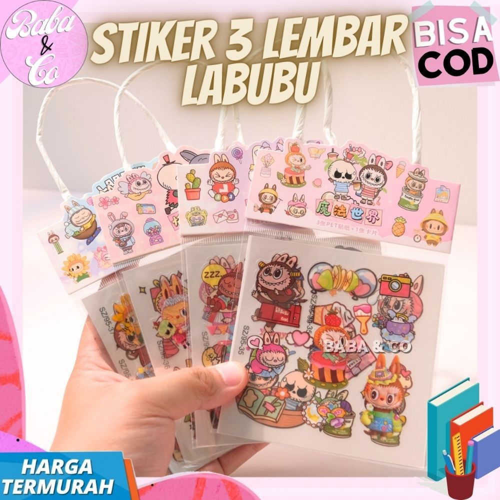 

STIKER 3 LEMBAR LABUBU STICKER LABEL LABUBU 1 SET 3pcs STIKER LABUBU SUPER CUTE LABUBU LIESA UNIK LUCU