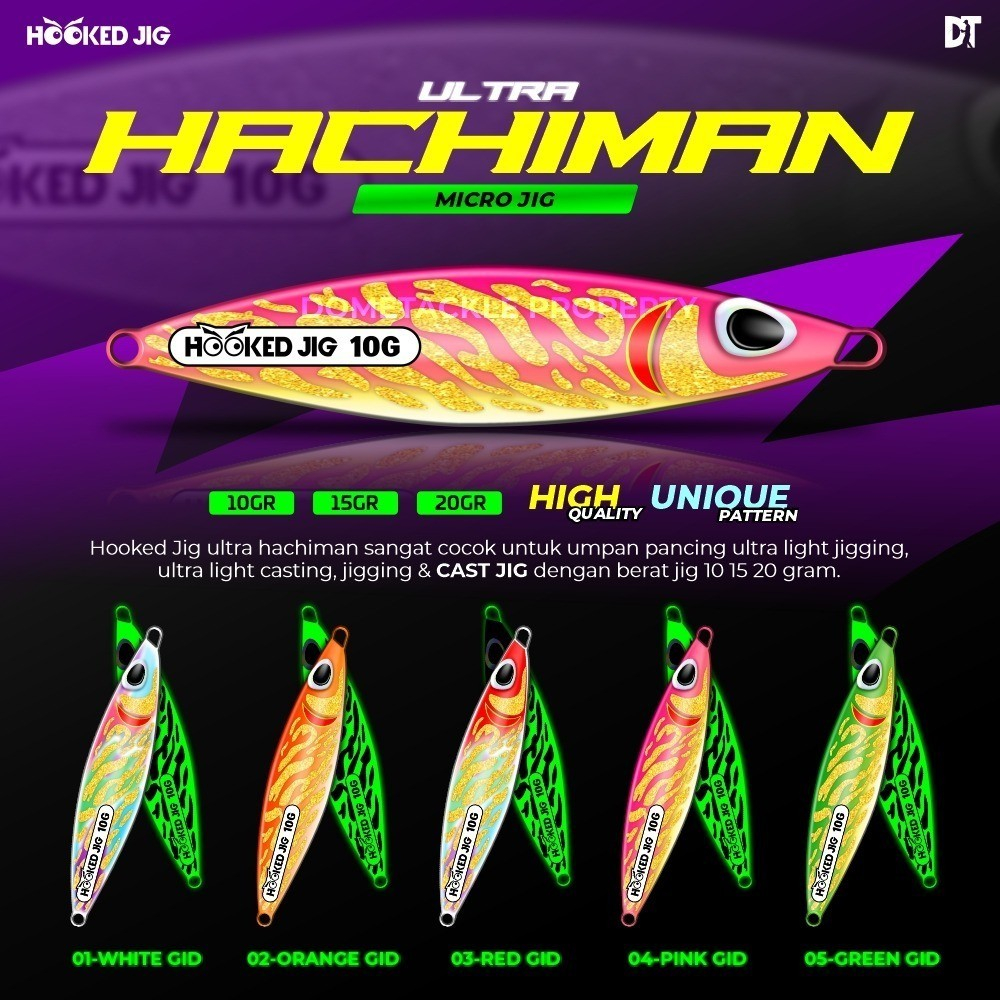 Micro Jig Ultra Hachiman Metal Jig Premium GID By Hooked Jig 10 15 20 30 40 60 Gram Glow in The Dark