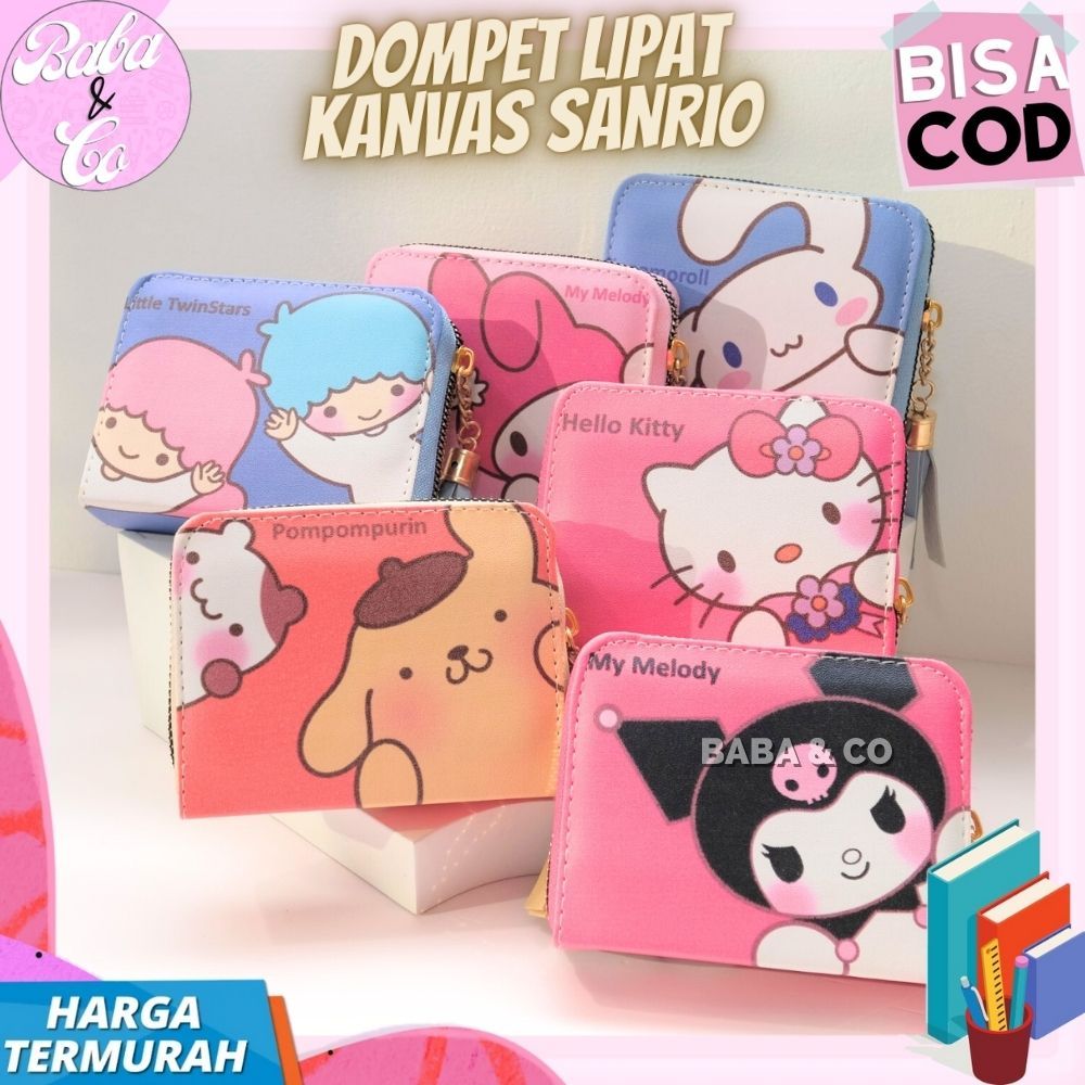 DOMPET LIPAT KANVAS SANRIO DOMPET SANRIO LUCU UNIK MURAH DOMPET BAHAN KANVAS SANRIO