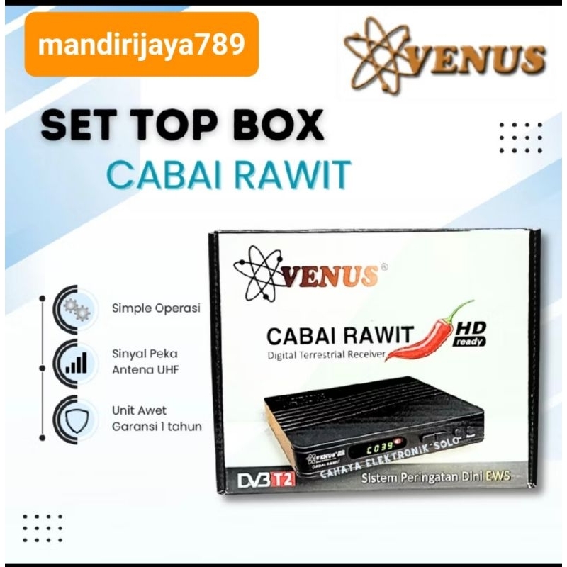 STB BOX VENUS CABAI RAWIT HD DIGITAL TERRESTRIAL RECEIVER