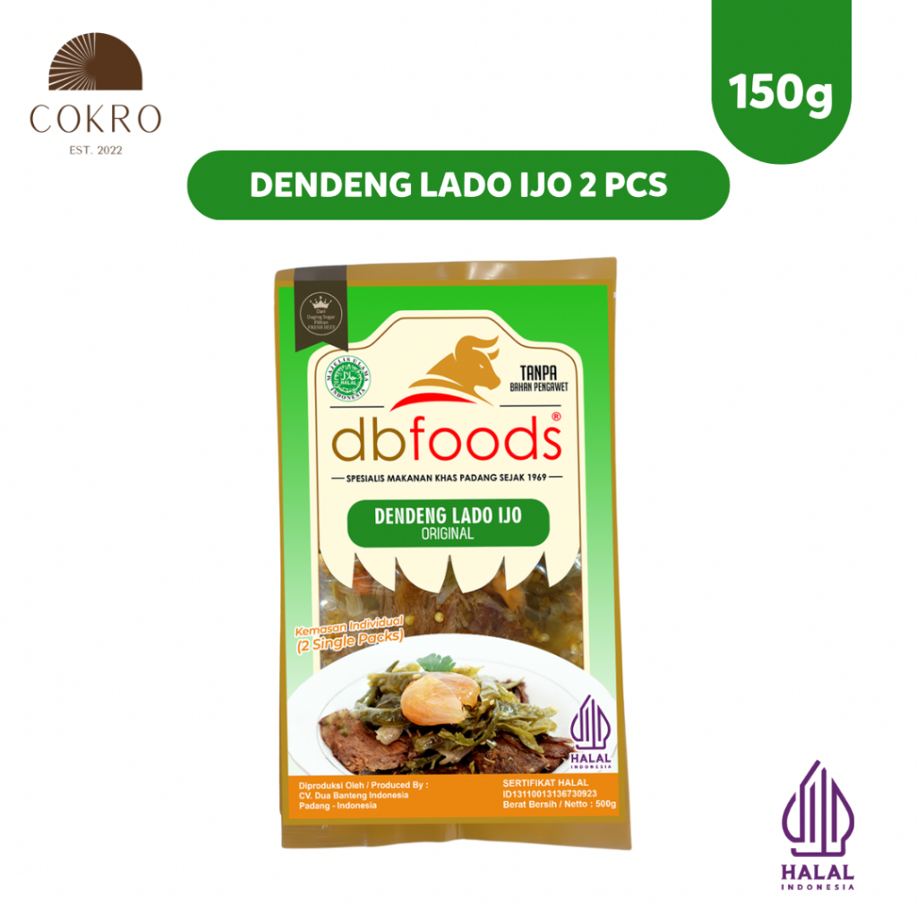 

Dendeng Lado Ijo DBFOODS Individual 2 Pcs Original 150g Praktis Siap Makan Asli Padang