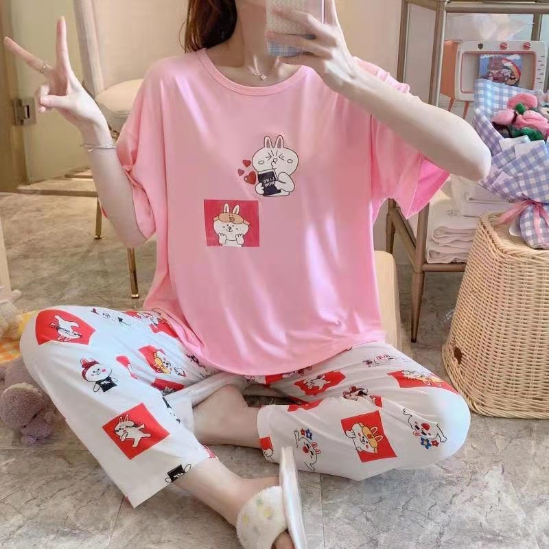 Baju Tidur Set Piyama Lengan Pendek Celana Panjang Premiium Pakaian Tidur Wanita Dewasa Kaos Set baj