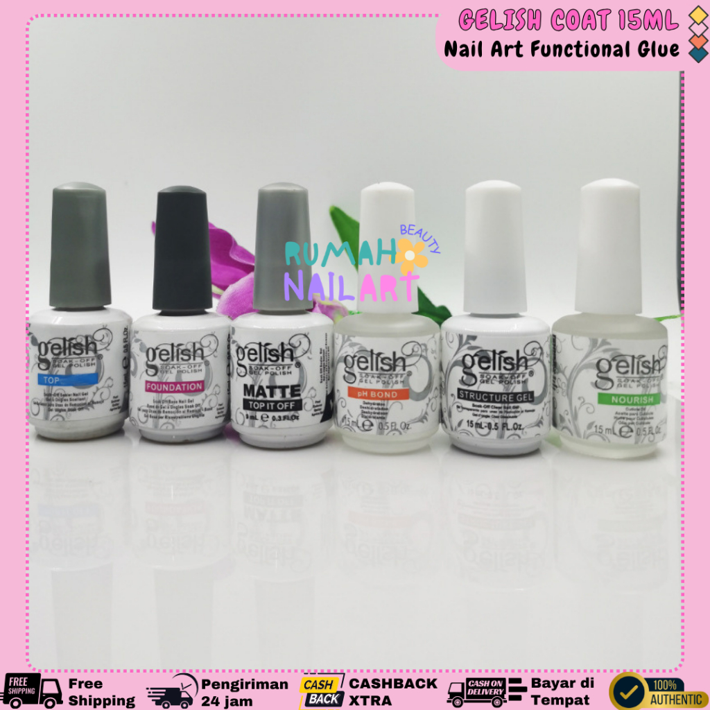 GELISH HARMONY 15ML Original Base Top Matte Coat Structure 15 ML Gel Kutek IDO Halal Nail Polish UV 