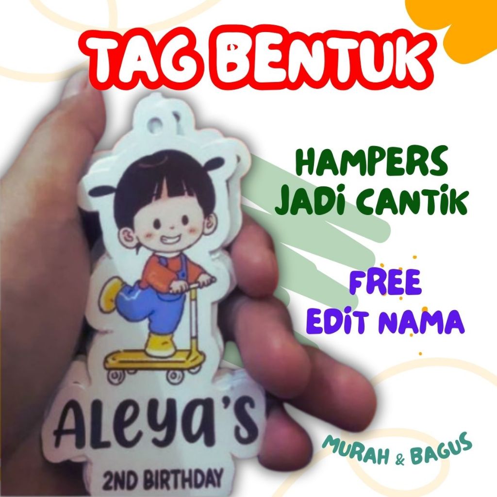 

(20pcs) Tag GIRL Tag Hampers Ulang Tahun Anak Gantungan Custom Cutting DIE cut Label_Jaya
