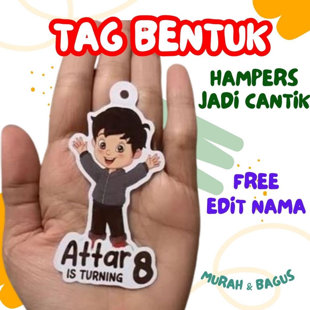 

(20pcs) Tag BOY Tag Hampers Ulang Tahun Anak Gantungan Custom Cutting DIE cut Label_Jaya